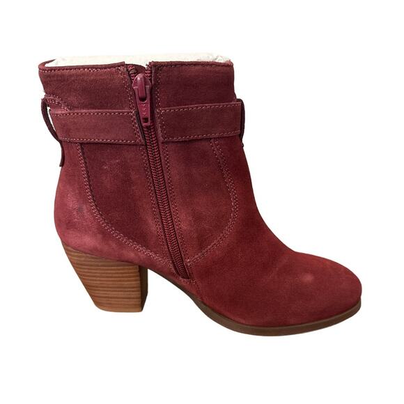 Diba Sleek Burgundy Suede Heeled Booties Size 6 New - Picture 1 of 7